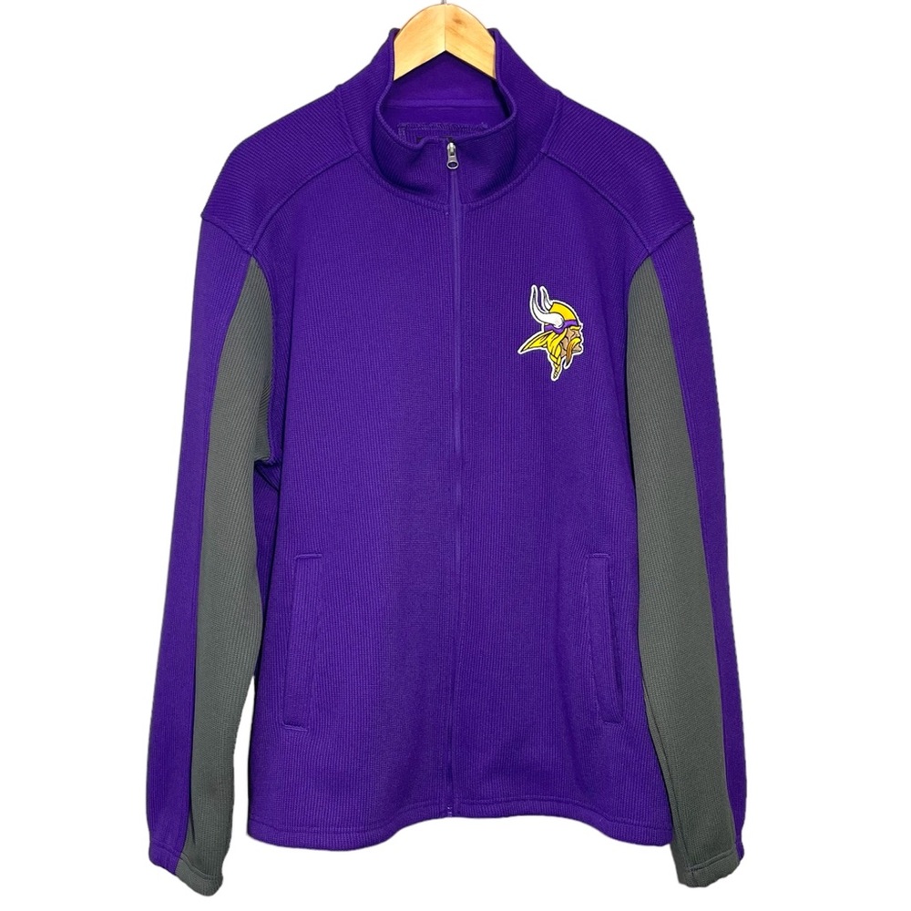 NFL Minnesota Vikings Sweater Knit Fleece Jacket Mens Size XL Purple Football